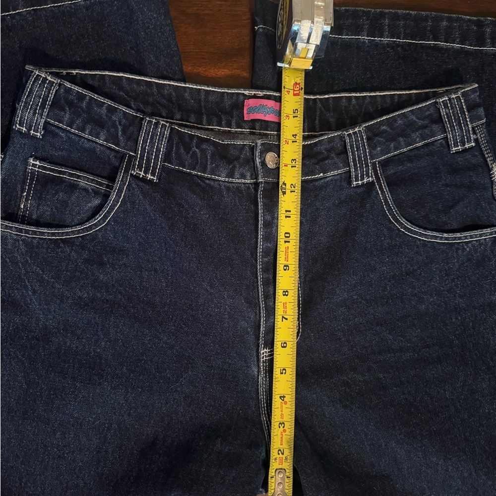 Edikted Dark Blue Wide Leg Flare Jeans - Picture 10 of 13